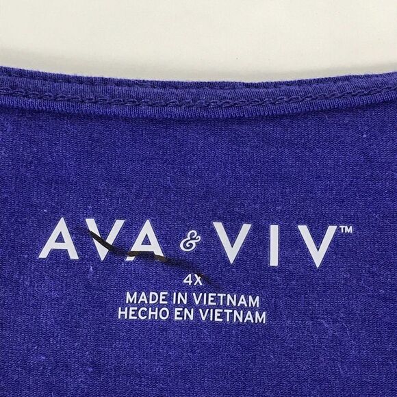 NEW Ava & Viv Twist Front Top Women's Plus Size 4X Blue Cotton Blend Stretch - Picture 9 of 12